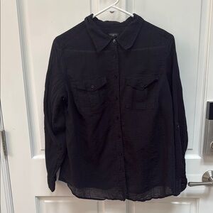Talbots 14W EUC Black Gauze Women's Top